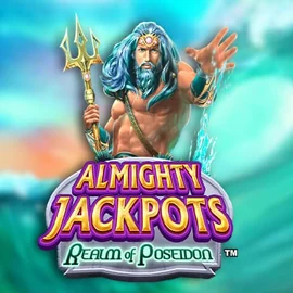 Almighty Jackpots – Realm of Poseidon online game logo by Novomatic on rivokasino.com.se